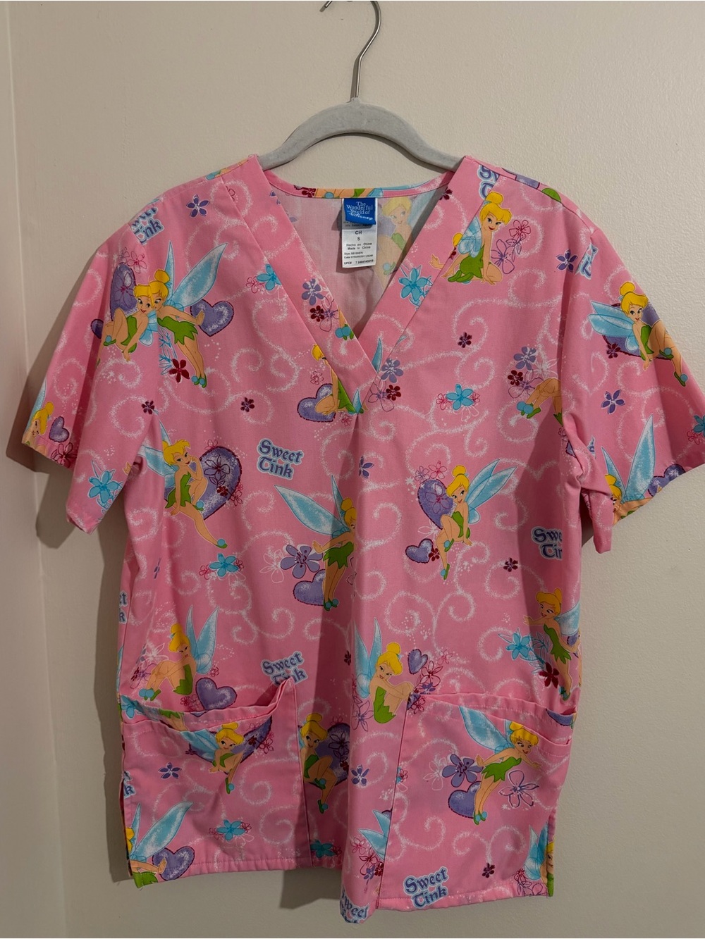 Women’s Pink Tinker Bell scrub Top